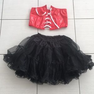 Corset & Layered Tulle Tutu Skirt - 2 piece Halloween Costume